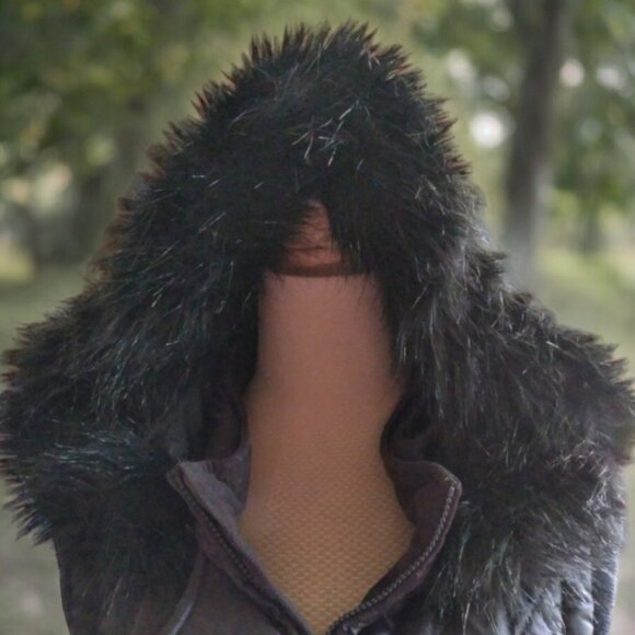 HARLEY DAVIDSON (MED) Quilted Black Satin Vest with Removeable Fur Lined Hood - Picture 11 of 13